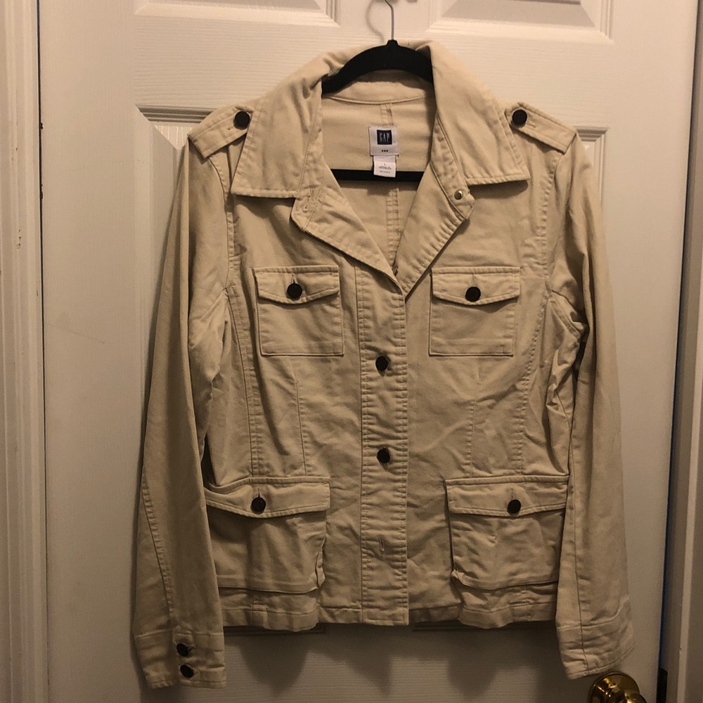 GAP womens Military-Style Field Jacket in Beige